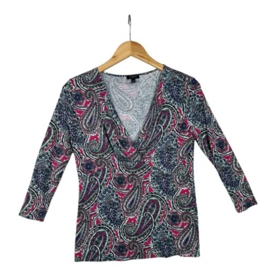 Talbots Petites Paisley Print 3/4 Sleeve Top size Small Petite Multicolor - Image 1 of 4