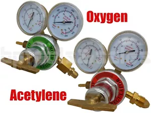 Solid Brass OXYGEN & ACETYLENE Regulators 4 Welding Fit Victor Gas Torch Cutting - Picture 1 of 5