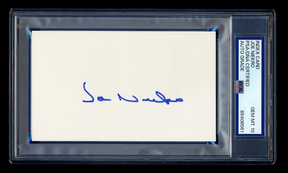 JOE NIEKRO SIGNED INDEX CARD PSA/DNA AUTO 1987 TWINS WSC ASTROS HOF GEM MINT 10 - Image 1 of 1