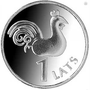 bird coin COCK ,ROSTER Latvia 2005 Latvia 1 lats coin UNC FROM MINT ROLL - Picture 1 of 1