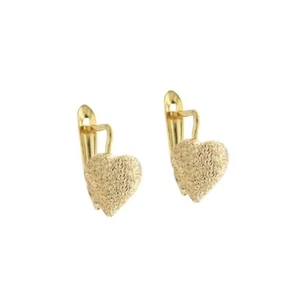 Orecchini pendenti in oro 18 Kt 750/1000 a forma di cuore diamantati da bambina - Picture 1 of 2