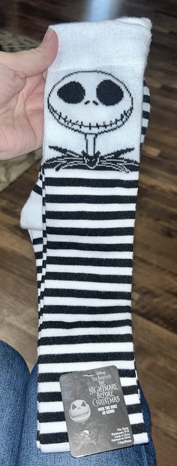 NWT! The Nightmare Before Christmas Over The Knee Striped Tube Socks Fits 9-11 - Image 1 of 2