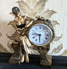 Juliana Mantel Clock , In Bronze Colour , Vintage Rare Girl Read Book Dove's 
