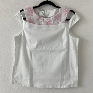 NARACAMICIE White Floral Embroidered Top Size III (US ~ M, L) Cold Shoulder - Picture 1 of 10
