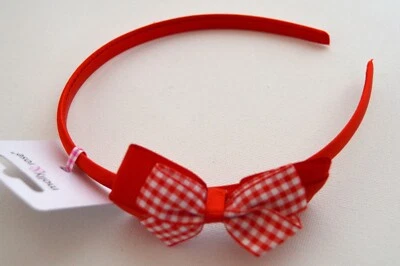 MOLLY AND ROSE NEU Rot Doppel Gingham Karo Schleife Satin Aliceband Stirnband Mode Haar Schule