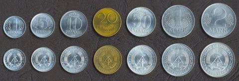 GERMANY EAST GERMAN SET 1+5+10+20+50 Pfennig 1+2 Mark UNC 200OTHER_COIN_SET_HERE Cover