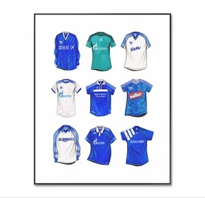 Schalke Football Shirt, Schalke Football Poster, A4 Print, Retro Soccer Gift - Picture 1 of 4