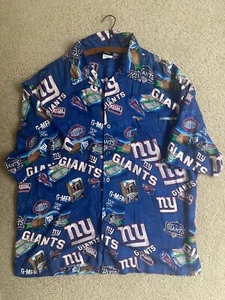 VTG NEW YORK GIANTS HAWAIIAN SHIRT NY LOGO Stadium NFC NYC SZ: XL - Picture 1 of 11