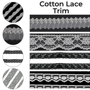 Quality Cotton Lace Trim Ribbon 1/2/3/4/5m For Gowns Lingerie Edge Craft DIY - Picture 1 of 27