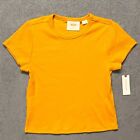 NWT Maeve By Anthropologie Shirt Women's Medium Orange Ribbed Short Sleeve