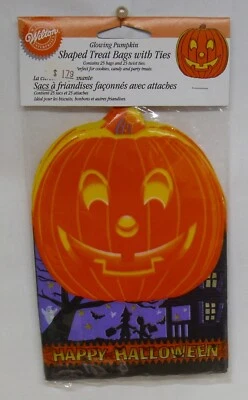 Wilton Halloween Jack-o-Lantern Pumpkin Shaped Treat Bags 25 ct Cookies Candy  - Image 1 of 2