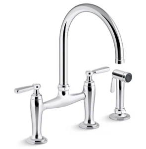 Kohler K-28356-CP Edalyn by Studio McGee Bridge Kitchen Faucet with Side Spray - Picture 1 of 9