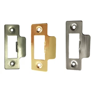 Strike Plate SHORT Polished Chrome or Brass For Tubular Lock or Mortice Latch - Picture 1 of 6