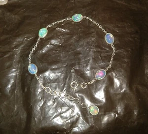 Pulsera de plata de ley 925 hecha a mano con piedras preciosas de ópalo natural de 7-8", pulsera de regalo - Imagen 1 de 4