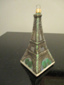 Vintage Eiffel Tower Paris Christmas Tree Glass Ornament Blown Glass Poland!