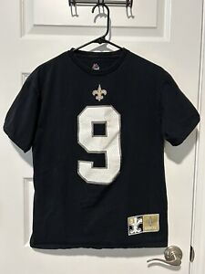 New Orleans Saints Drew Brees #9 T-Shirt Tee Mens Medium Black Majestic NFL NWOT