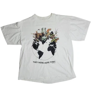 Vintage Amboss weißes T-Shirt "They Were Here First" Erde Tier Grafik Large - Bild 1 von 6