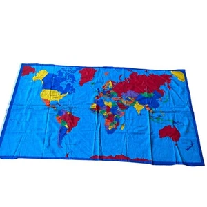 Chatarra de tela mapa de tierra vintage 1998 defectos de tela tradiciones - Imagen 1 de 12