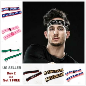 Men Women Sports Yoga Headband Stretch Hairband Elastic Hair Band Letters Turban - Picture 1 of 19