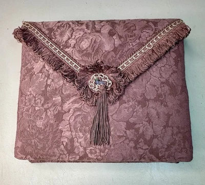 Vtg Rose Damask Fabric Covered Photo Album Handmade Cottage Core Kitsch Granny  - Image 1 of 4