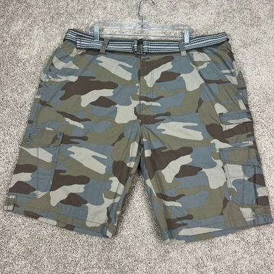 Plugg Camo Cargo Shorts Mens 40 Belted Casual Outdoor Summer Lightweight - Image 1 of 4