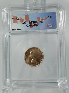 1953 GRADED CANADA SMALL CENT NO STRAP ~ ICG MS 64 RD - Bild 1 von 2