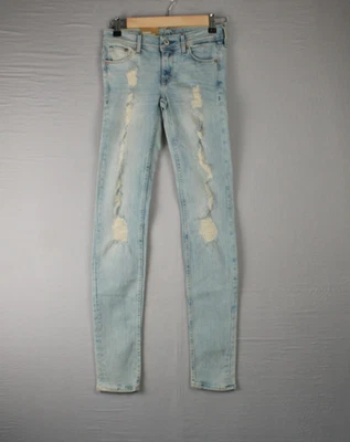 Pantalones de mezclilla ajustados & Denim de H&M cintura baja para mujer talla 25/32 lavado claro distre Foto 1 de 4