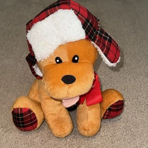 Oriental Trading Co. "Sombrero trampero de peluche a cuadros rojo negro de Alaska relleno de 8""" - Imagen 1 de 7