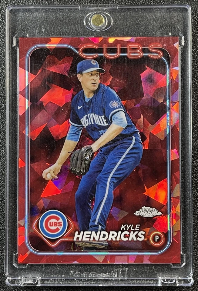 KYLE HENDRICKS 2024 TOPPS CHROME SAPPHIRE #567 RED REFRACTOR 4/5 - Image 1 of 2