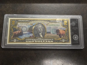 Yellowstone National Park Uncirculated Buffalo Colorized $2 Dollar Bill - Picture 1 of 9