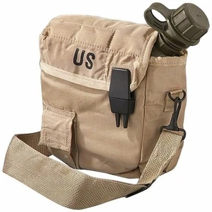 NEW USGI Military Issue 2 QT Collapsible OD Canteen & Desert Tan Cover Pouch - Picture 1 of 3