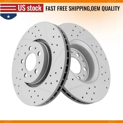 Juego de rotores de freno de disco ranurados perforados delanteros para Volvo XC90 2003-2013 2014 Foto 1 de 4