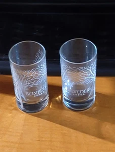 Coppia Bicchieri Belvedere Vodka Doppio Logo Albero 3" Colpo Alto - Foto 1 di 3