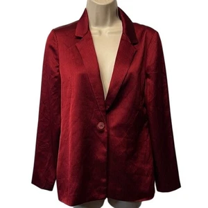 Damen ANNE KLEIN Tizian Rot Nadelstreifen Blazer Jacke Weihnachten Urlaub Größe L - Bild 1 von 7