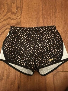 Nike Dri-fit Tempo Girl's Printed Running Shorts (black/gold) Size 6x - Picture 1 of 2