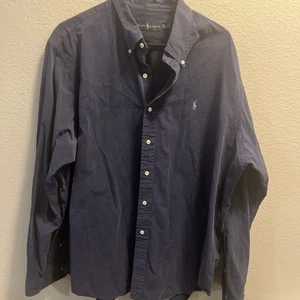 Polo Ralph Lauren camicia manica lunga con bottoni blu navy uomo XXL - Foto 1 di 6