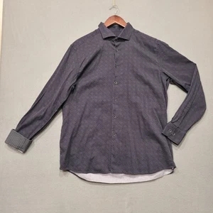Visconti Black Men Blue Tailored Fit Long Sleeve Flip Cuff Button Up Shirt Sz XL - Picture 1 of 7