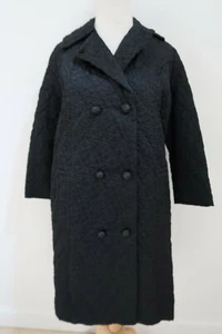 vtg 60s COHEN'S COATS textured black coat sz M L knee length - Picture 1 of 7