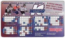 RARE 2008-09 Kalamazoo Wings IHL MAGNET Hockey Schedule !!! Meijer