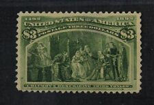 CKStamps:US Stamps Collection Scott#243 $3 Columbian Unused Regum Thin Tiny Tear