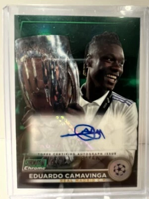 2022-23 Topps Stadium Club Chrome UEFA Eduardo Camavinga Green Auto 20/99 - Image 1 of 4