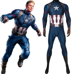 Avengers Endgame Captain America Jumpsuit Cosplay Costume 3D Printing Halloween - Picture 1 of 12