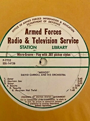 RADIO SHOW AFN P-7731 DAVID CARROLL & HIS ORCHESTRA " MEXICO" - Image 1 of 3