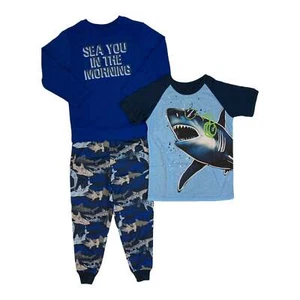 Member's Mark 3-Piece Boy's Shark Size 8 Polyester Graphic Print Sleep Pant Set - Picture 1 of 2