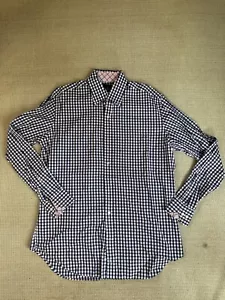 Camicia Tailorbyrd uomo grande blu Gingham a quadri manica lunga con bottoni - Foto 1 di 7