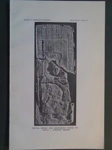 Piedras Negras Petén Guatemala Maya Glifo Estela 1 Mesoamericano 1915 - Imagen 1 de 1