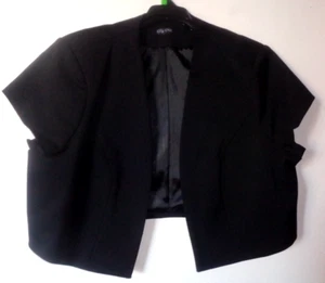 "City Chic" Black Fully Lined Short Sleeve Bolero Jacket, Size XL/22. - Picture 1 of 2