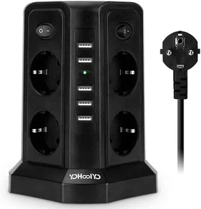 Tour Multiprise 5 Ports USB Bloc Multiprise Parasurtenseur Parafoudre 8Prises CA - Photo 1/9