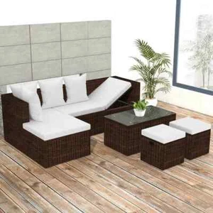Gartensofa 14-tlg. Poly Rattan Sitzgruppe Sofa Gartenmöbel Viele Farben vidaXL - Bild 1 von 47