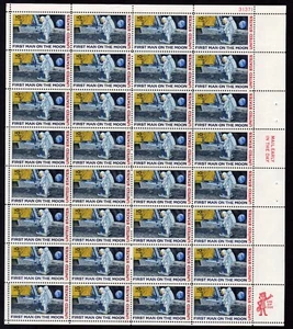 Scott #c76 First Man on the Moon Airmail Sheet of 32 Stamps - MNH Tag Variant - Picture 1 of 5